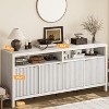 Nasitip 65.8"  Fluted Storage Cabinet with Adjustable Shelves, Modern Entryway Organizer with Gold Handles, Waterproof Tall Cabinet - 3 of 4