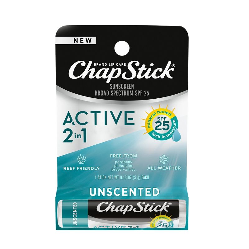 Chapstick Active 2-in-1 Unscented Lip Balm - 0.15oz/1ct, 1 of 21