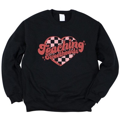 Simply Sage Market Women's Graphic Sweatshirt Teaching Sweethearts Checkered Hearts