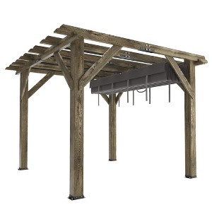 10x12 FT Wood Pergola with Retractable Canopy, Retractable Shade Canopy, Durable, Rot Resistant, for Backyard, Deck, Garden, Outdoor Entertaining - 1 of 4
