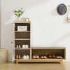 HYLEORY Farmhouse Shoe Storage Cabinet with Shoe Bench, 4-Tier Shoe Cabinet Shelves for 20 Pairs, for Entryway, Living Room ,Beige and brown - 2 of 4