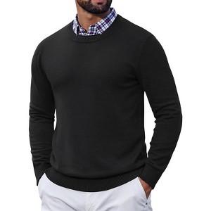 COOFANDY Mens Crewneck Sweater Pullover Knit Sweater Lightweight Sweaters with Ribbing Edge - 1 of 4