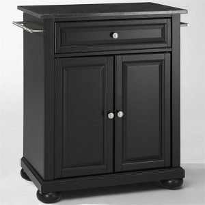 Wood Solid Black Granite Top Kitchen Island in Black - Pemberly Row - 1 of 4