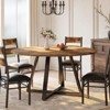Round Dining Table Set for 4, 5 Piece Circle Wooden Kitchen Dinner Table & Chairs Set for 4, w/ 4 Unpholster Chairs, Sturdy Thick Frame - 3 of 4