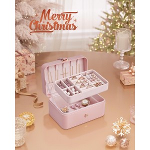 Jewelry Box, Travel Jewelry Case, 2-Layer Jewelry Holder Organizer, 4.6 x 6.3 x 3 Inches, Portable, Versatile Earring Storage - 1 of 4