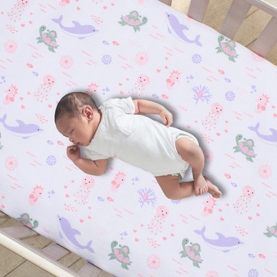 Pink and Lavender Cotton Baby Crib Bedding Set