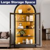 Sevobal Utility Storage Cabinets Modern Glass Doored Arched Cabinet, 5 Adjustable Shelves 2 Drawers for Bedroom Living Room, Brown, 36"*18.1"*74.8" - 2 of 4