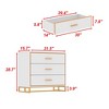 FUFU&GAGA Modern White Nightstand with Gold Accents - 3 - Drawer Bedroom Organizer - 3 of 4