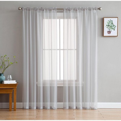 HLC.ME Sheer Voile Transparent Window Treatment Rod Pocket Curtain Panels - Set of 2