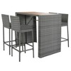 5-Piece Outdoor Wicker Counter Height Dining Set with Removable Cushion and Acacia Wood Table Top - 2 of 4