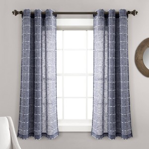 Set of 2 Farmhouse Texture Grommet Sheer Window Curtain Panels - Lush Décor - 1 of 4