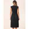 Allegra K Women's Sleeveless Casual V Neck Button Pleated Midi Dress - 3 of 4