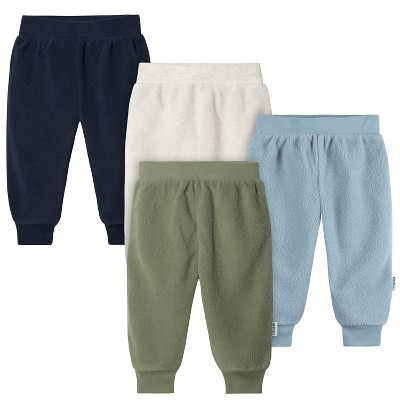 Gerber Baby Boys' and Girls' Fleece Pants, 4-Pack, Oatmeal Heather, 6-9  Months