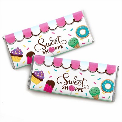 Big Dot of Happiness Sweet Shoppe - Candy Bar Wrapper Candy and Bakery Birthday Party or Baby Shower Favors - Set of 24