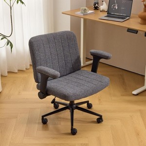 VINGLI Criss Cross Chair with Adjustable Flip-Up Arms,Cross Legged Chair with Wheels,Extra Wide Office Chair,Desk Chair,Starry Chenille - 1 of 4