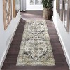Living Room Rug, 2'x6' Washable Vintage Rug, Stain-Resistant with Non-Slip Backing, Soft and Ideal for Nursery or Apartment, Brown - 2 of 4