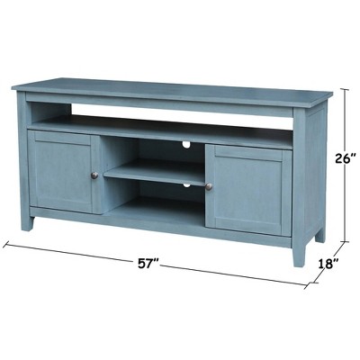 Ocean Blue Solid Wood 60" Entertainment TV Stand with Cabinet