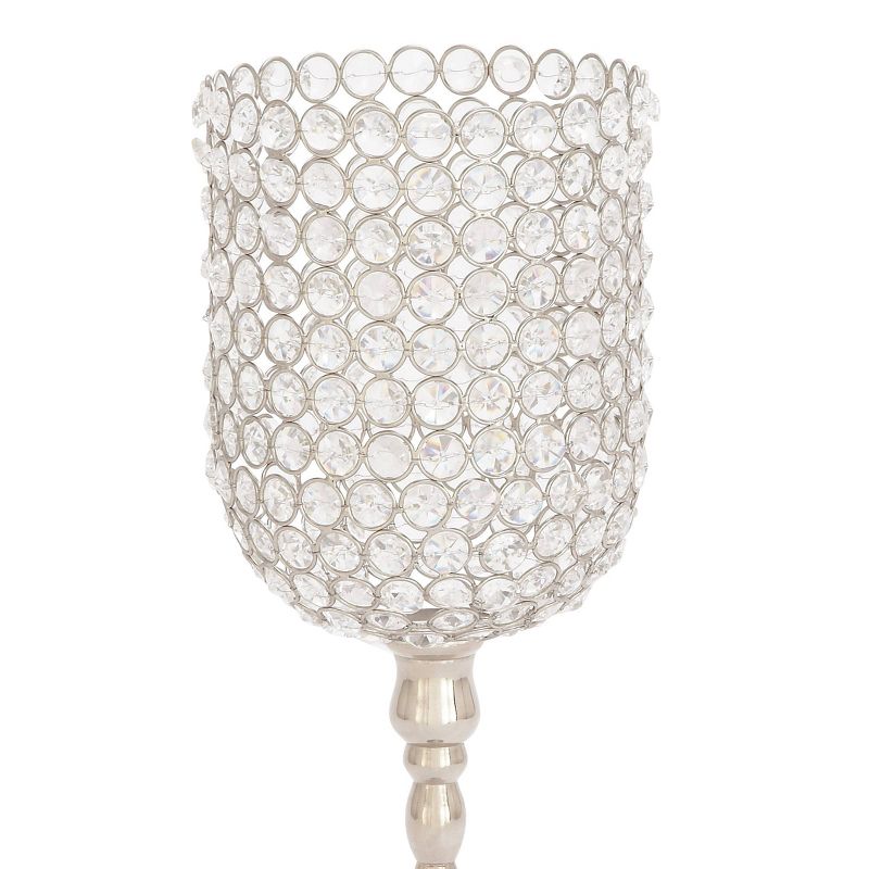 19&#34; x 6&#34; Glam Inverted Bell Shaped Aluminum Iron and Crystal Candle Holder - Olivia &#38; May, 5 of 6