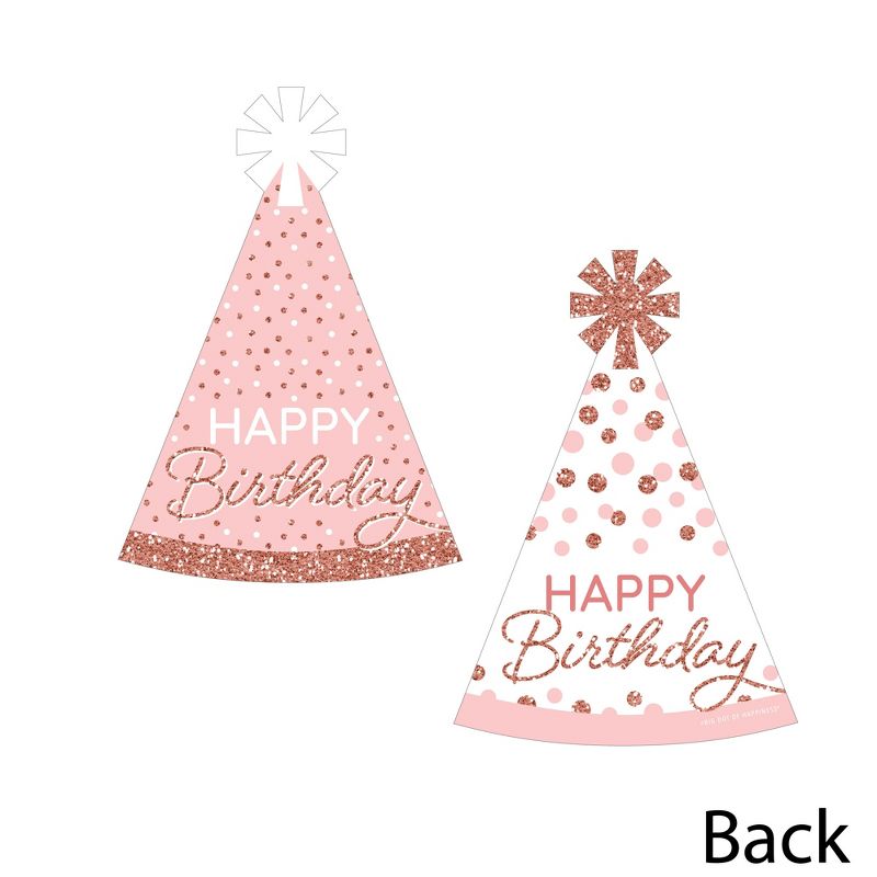 Big Dot of Happiness Pink Rose Gold Birthday - Birthday Hat Shaped Paper Cut-Outs - DIY Decorations Happy Birthday Party Essentials - Set of 20, 3 of 7