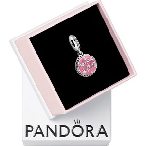Sterling Silver Pink Birthday Cake Dangle Charm with CZ & Enamel - Gift for Her - 1 of 4