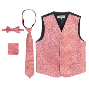 Gioberti Boy's 4pc Paisley Vest Set - 1 of 4
