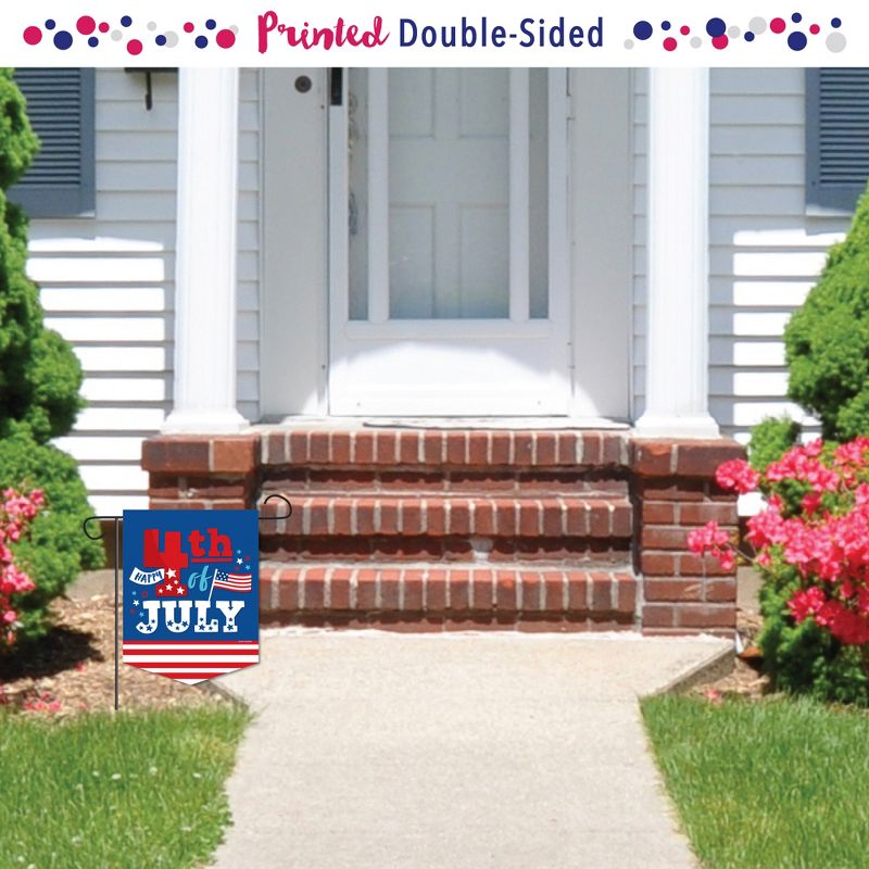 Big Dot of Happiness Firecracker 4th of July - Outdoor Home Decorations - Double-Sided Red, White and Royal Blue Party Garden Flag - 12 x 15.25 inches, 2 of 9