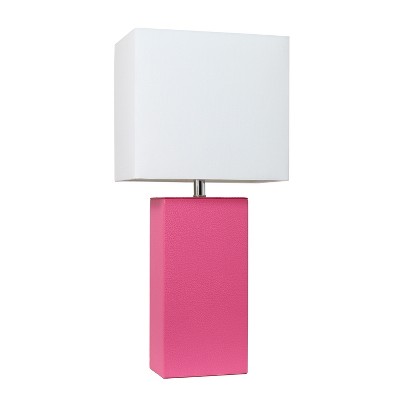 21" Monaco Avenue Modern Leather Table Lamp Hot Pink - Elegant Designs