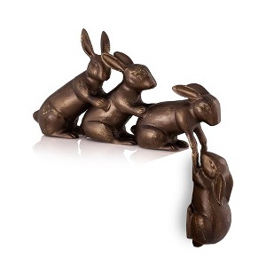 SPI Home Helping Hand Rabbits Garden Sculpture – 15-Inch Cast Aluminum Outdoor Art with Whimsical Animal Design - 1 of 3
