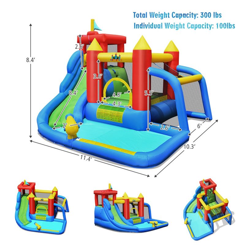 Costway Inflatable Bouncer Water Slide Bounce House Splash Pool without Blower, 2 of 11