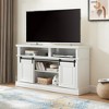 Chic Crate - Mid-Century Media Console with Sliding Doors & Storage - 58" Wide Entertainment Center for Living Room - Vintage White - 3 of 4