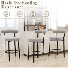 DYHOME Bar Stools Set of 3, 28 Inches Counter Height Bar Stools with Curved Back, Modern Upholstered Fabric Tall Barstools for Kitchen Island, Cafe - 3 of 4