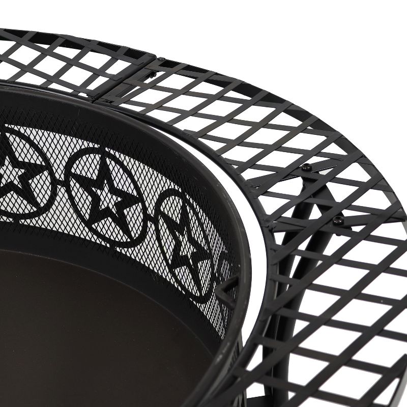 Sunnydaze Outdoor Camping or Backyard Steel Round Four Star Fire Pit Table with Spark Screen - 40" - Black, 6 of 12