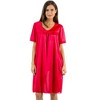Casual Nights Women's Satin tricot Embroidery Lace Short Sleeve Nightgown - 4 of 4