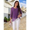 Seta T Women's V Neck 3/4 Sleeve Asymmetrical Hem Lightweight Casual Top - 3 of 4