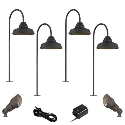 John Timberland Westley Black 8-Piece LED Landscape Path and Spot Light Set