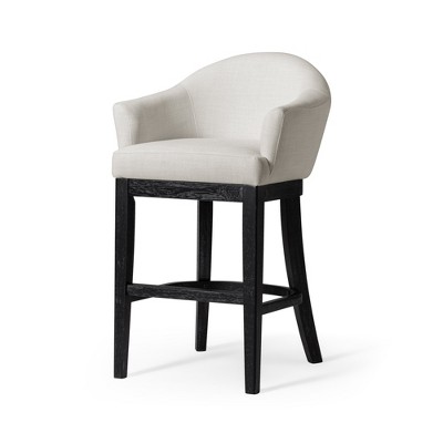 Maven Lane Isabella Bar Stool in Aged Black Finish with Snow White Fabric