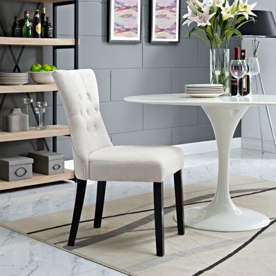Beige Faux Leather Upholstered Parsons Side Chair