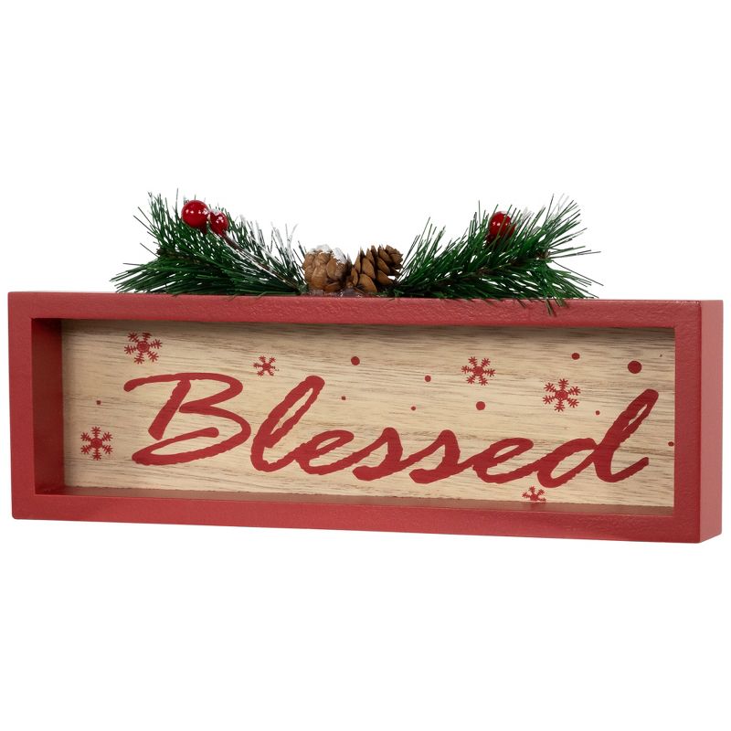 Northlight 9.75" Framed "Blessed" Wooden Tabletop Christmas Decoration, 3 of 6