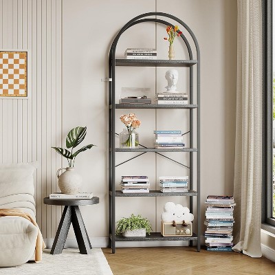 Coucheta 70 Inch Tall Arched Bookshelf – 5-Tier Tall Bookcase, Multiple colors Modern Storage Shelf, Holds 30lbs/Shelf for Living Room & Bedroom
