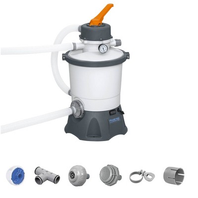 Bestway Flowclear 800 Gallon Sand Filter Pool Pump with ChemConnect, Pre Filter Strainer, and Top Flange Clamp for Above Ground Pools, White