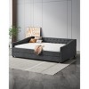 Twin/Full Size Upholstered Tufted Daybed with 2 Storage Drawers/Trundle and Button on Back and Piping on Waved Shape Arms, 4Q -ModernLuxe - 2 of 4
