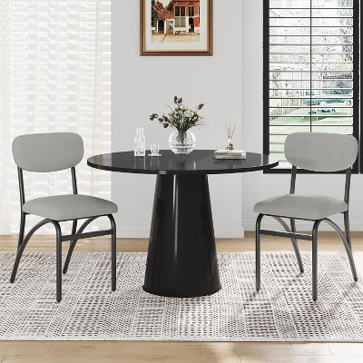 Dining Chairs Set of 2/4, Mid-Century Modern Boucle Upholstered Kitchen Chairs with Arched Metal Legs, Accent Dining Room Chairs for Living Room