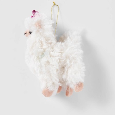 Fluffy Alpaca Christmas Tree Ornament White - Wondershop™