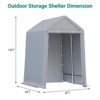Outdoor Storage Shed with Metal Frame, Waterproof PE Cover & Roll-Up Zipper Door, Portable Car Shelter Tent for Motorcycle, Bike, Garden Tools - 2 of 4