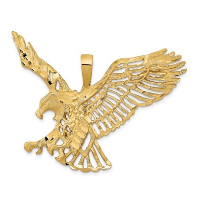 Black Bow Jewelry 14k Yellow Gold Extra Large Cutout Eagle Pendant