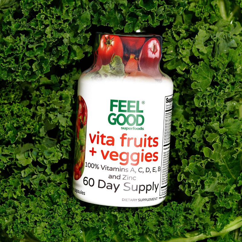 FeelGood Vegan Superfoods Vita Fruits + Veggies Vitamin Capsules - 60ct, 5 of 9
