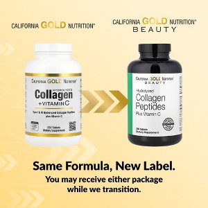 Hydrolyzed Collagen Peptides + Vitamin C by California Gold Nutrition - Support for Hair, Skin, Nails, Joints, & Bones - Featuring Type I & III - 1 of 4