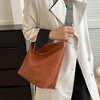 Generic Hobo Crossbody Bag Vegan PU Leather Shoulder Purses Brown Stylish Wide Guitar Strap Tote Bucket Bag - 3 of 4