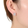 Guili White Gold Plated Radiant Cut Hidden Halo Stud Earrings with Cubic Zirconia, A Brilliant & Sophisticated Jewelry Piece for a Glamorous Look - 2 of 3