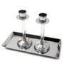 Classic Touch Set of 2 Stainless Steel Candlesticks Acrylic Stemmed with Tray - 3 of 3